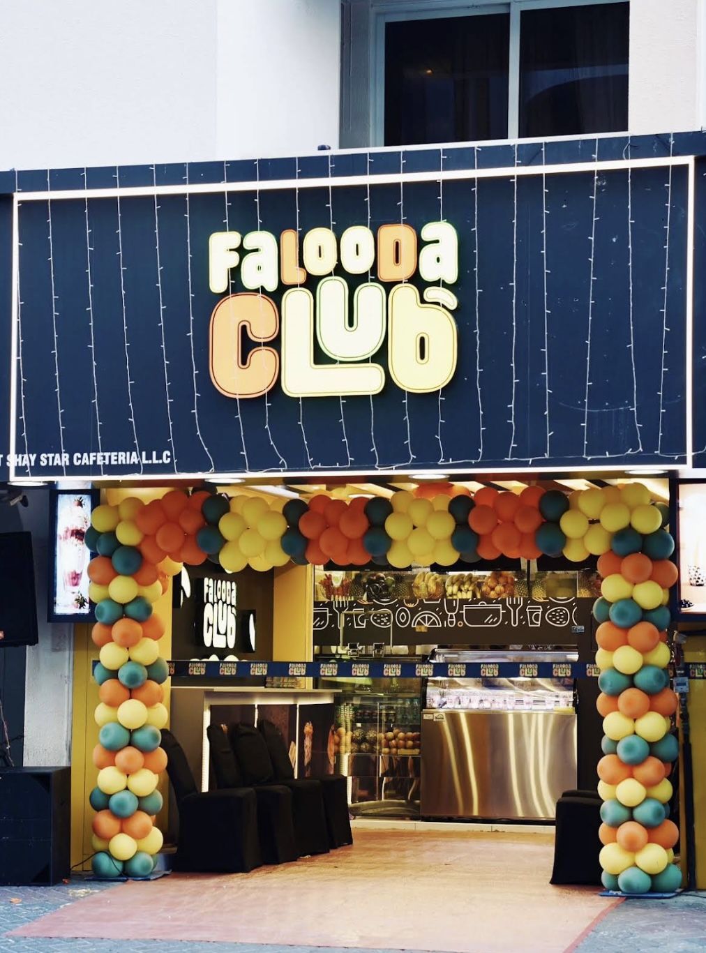 Falooda Club storefront on a Dubai street